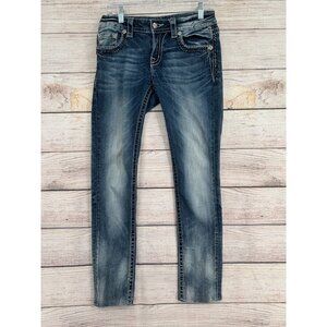 Miss Me Skinny Jeweled‎ Embroidered Jeans Women's 28 Blue Medium Wash JE8036SX